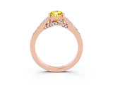Rose gold Pear Cut Diamond Solitaire Ring with Pavé Band and Prong Setting_3