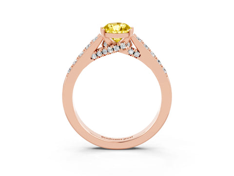 Rose gold Pear Cut Diamond Solitaire Ring with Pavé Band and Prong Setting_3