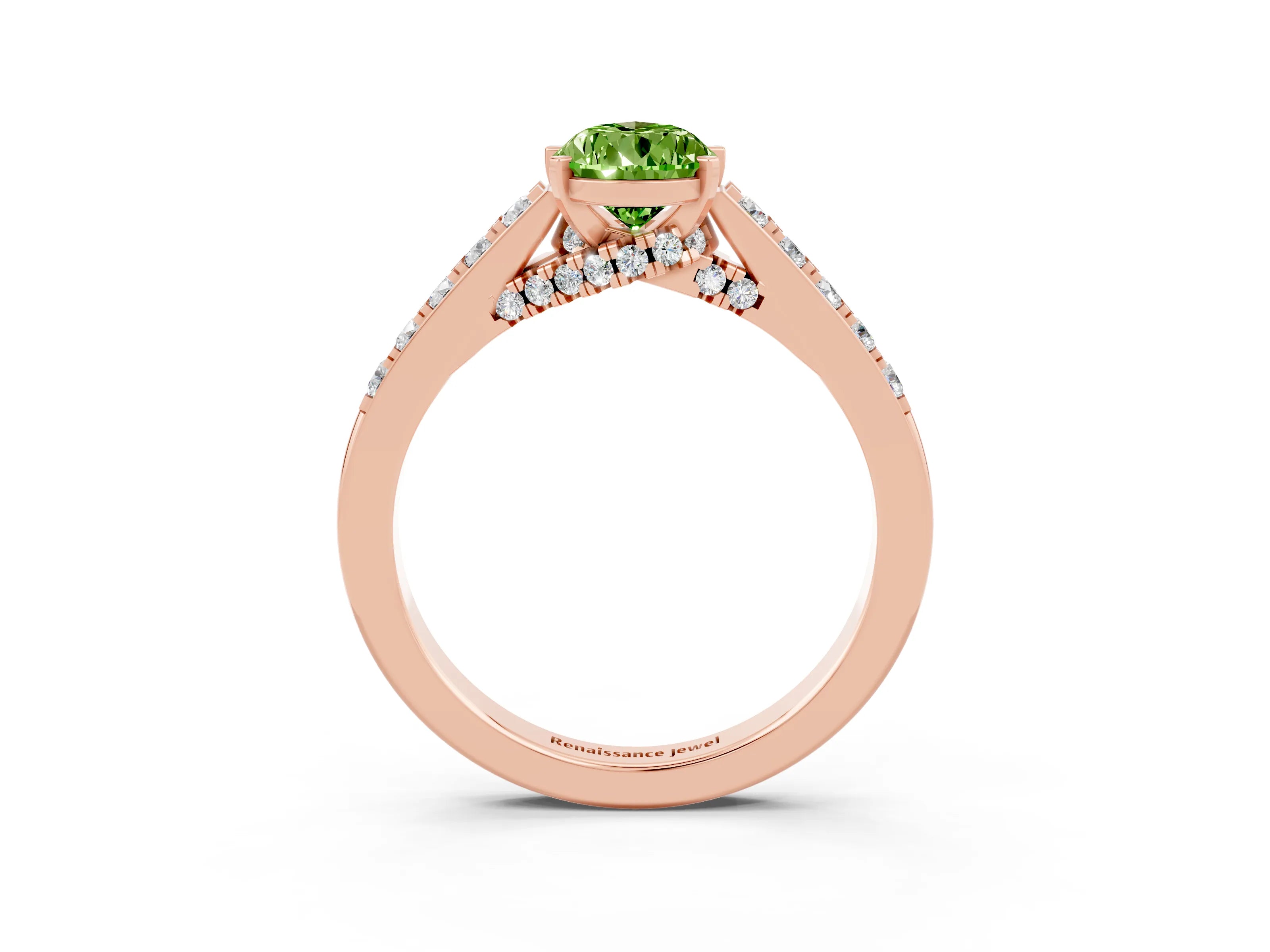 Rose gold Pear Cut Diamond Solitaire Ring with Pavé Band and Prong Setting_3
