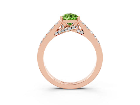 Rose gold Pear Cut Diamond Solitaire Ring with Pavé Band and Prong Setting_3
