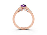 Rose gold Pear Cut Diamond Solitaire Ring with Pavé Band and Prong Setting_3