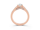 Rose gold Pear Cut Diamond Solitaire Ring with Pavé Band and Prong Setting_3