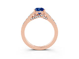Rose gold Pear Cut Diamond Solitaire Ring with Pavé Band and Prong Setting_3