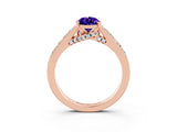 Rose gold Pear Cut Diamond Solitaire Ring with Pavé Band and Prong Setting_3