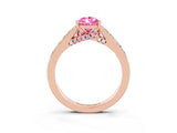 Rose gold Pear Cut Diamond Solitaire Ring with Pavé Band and Prong Setting_3