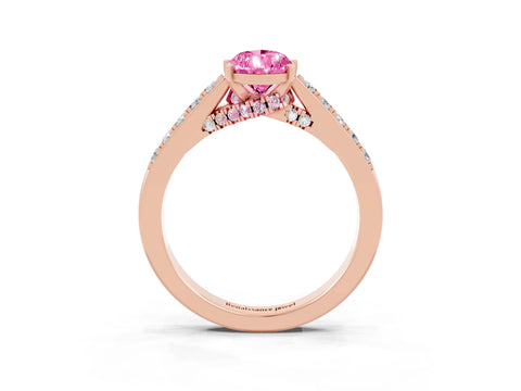 Rose gold Pear Cut Diamond Solitaire Ring with Pavé Band and Prong Setting_3