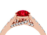 Rose gold Pear Cut Diamond Solitaire Ring with Pavé Band and Prong Setting_4