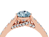 Rose gold Pear Cut Diamond Solitaire Ring with Pavé Band and Prong Setting_4