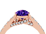 Rose gold Pear Cut Diamond Solitaire Ring with Pavé Band and Prong Setting_4