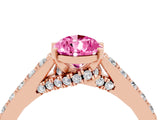Rose gold Pear Cut Diamond Solitaire Ring with Pavé Band and Prong Setting_4