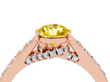 Rose gold Pear Cut Diamond Solitaire Ring with Pavé Band and Prong Setting_4
