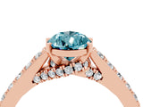 Rose gold Pear Cut Diamond Solitaire Ring with Pavé Band and Prong Setting_4
