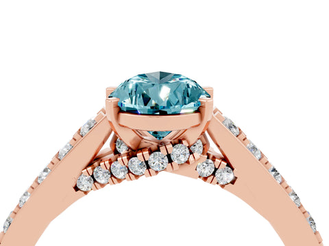 Rose gold Pear Cut Diamond Solitaire Ring with Pavé Band and Prong Setting_4