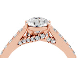 Rose gold Pear Cut Diamond Solitaire Ring with Pavé Band and Prong Setting_4