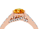 Rose gold Pear Cut Diamond Solitaire Ring with Pavé Band and Prong Setting_4