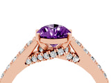 Rose gold Pear Cut Diamond Solitaire Ring with Pavé Band and Prong Setting_4