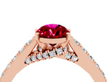 Rose gold Pear Cut Diamond Solitaire Ring with Pavé Band and Prong Setting_4