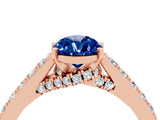 Rose gold Pear Cut Diamond Solitaire Ring with Pavé Band and Prong Setting_4