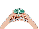 Rose gold Pear Cut Diamond Solitaire Ring with Pavé Band and Prong Setting_4