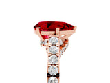 Rose gold Pear Cut Diamond Solitaire Ring with Pavé Band and Prong Setting_5