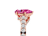 Rose gold Pear Cut Diamond Solitaire Ring with Pavé Band and Prong Setting_5