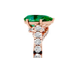 Rose gold Pear Cut Diamond Solitaire Ring with Pavé Band and Prong Setting_5