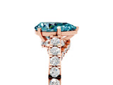 Rose gold Pear Cut Diamond Solitaire Ring with Pavé Band and Prong Setting_5