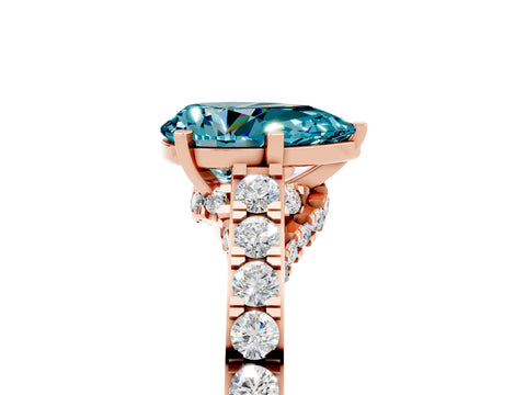 Rose gold Pear Cut Diamond Solitaire Ring with Pavé Band and Prong Setting_5