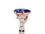Rose gold Pear Cut Diamond Solitaire Ring with Pavé Band and Prong Setting_5