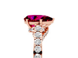 Rose gold Pear Cut Diamond Solitaire Ring with Pavé Band and Prong Setting_5