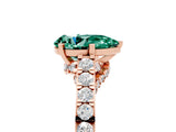Rose gold Pear Cut Diamond Solitaire Ring with Pavé Band and Prong Setting_5