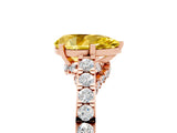 Rose gold Pear Cut Diamond Solitaire Ring with Pavé Band and Prong Setting_5