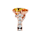 Rose gold Pear Cut Diamond Solitaire Ring with Pavé Band and Prong Setting_5