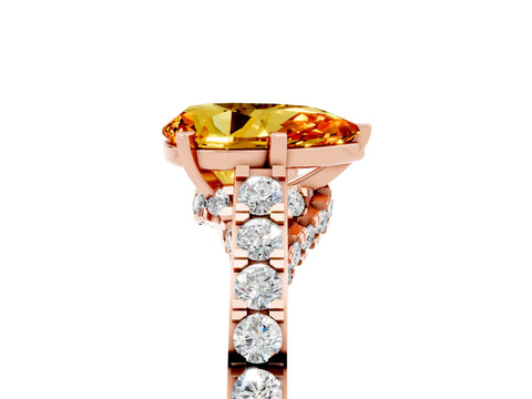 Rose gold Pear Cut Diamond Solitaire Ring with Pavé Band and Prong Setting_5