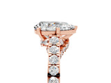 Rose gold Pear Cut Diamond Solitaire Ring with Pavé Band and Prong Setting_5