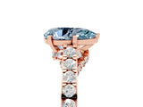 Rose gold Pear Cut Diamond Solitaire Ring with Pavé Band and Prong Setting_5