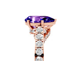 Rose gold Pear Cut Diamond Solitaire Ring with Pavé Band and Prong Setting_5