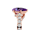 Rose gold Pear Cut Diamond Solitaire Ring with Pavé Band and Prong Setting_5
