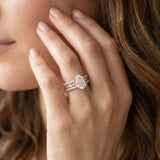 Rose gold Pear Cut Diamond Solitaire Ring with Pavé and Channel Set Band_15