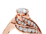 Rose gold Pear Cut Diamond Solitaire Ring with Prong Setting and Twisted Pavé Band_7