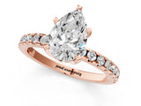 Rose gold Pear Cut Diamond Solitaire Ring with Round  Pavé Band and Four-Prong Setting_43