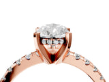 Rose gold Pear Cut Diamond Solitaire Ring with Round  Pavé Band and Four-Prong Setting_46