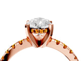 Rose gold Pear Cut Diamond Solitaire Ring with Round with Citrine side stone Pavé Band and Four-Prong Setting_40