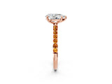 Rose gold Pear Cut Diamond Solitaire Ring with Round with Citrine side stone Pavé Band and Prong Setting_14