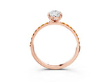 Rose gold Pear Cut Diamond Solitaire Ring with Round with Citrine side stone Pavé Band and Prong Setting_15