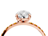 Rose gold Pear Cut Diamond Solitaire Ring with Round with Citrine side stone Pavé Band and Prong Setting_16