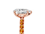 Rose gold Pear Cut Diamond Solitaire Ring with Round with Citrine side stone Pavé Band and Prong Setting_17