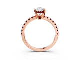 Rose gold Pear Cut Diamond Solitaire Ring with Round with Garnet side stone Pavé Band and Four-Prong Setting_39
