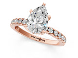 Rose gold Pear Cut Diamond Solitaire Ring with Round with Moissanite side stone Pavé Band and Four-Prong Setting_37