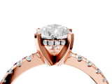 Rose gold Pear Cut Diamond Solitaire Ring with Round with Moissanite side stone Pavé Band and Four-Prong Setting_40